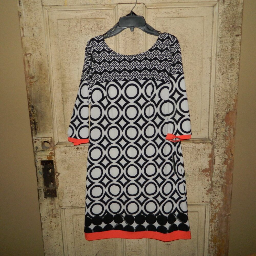 AB Studio Circle Design Black Coral Dress Soze M (I-47)